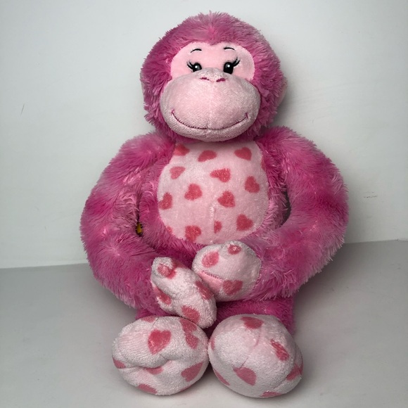 BuildABear Toys Buildabear Pink Monkey With Hearts Poshmark
